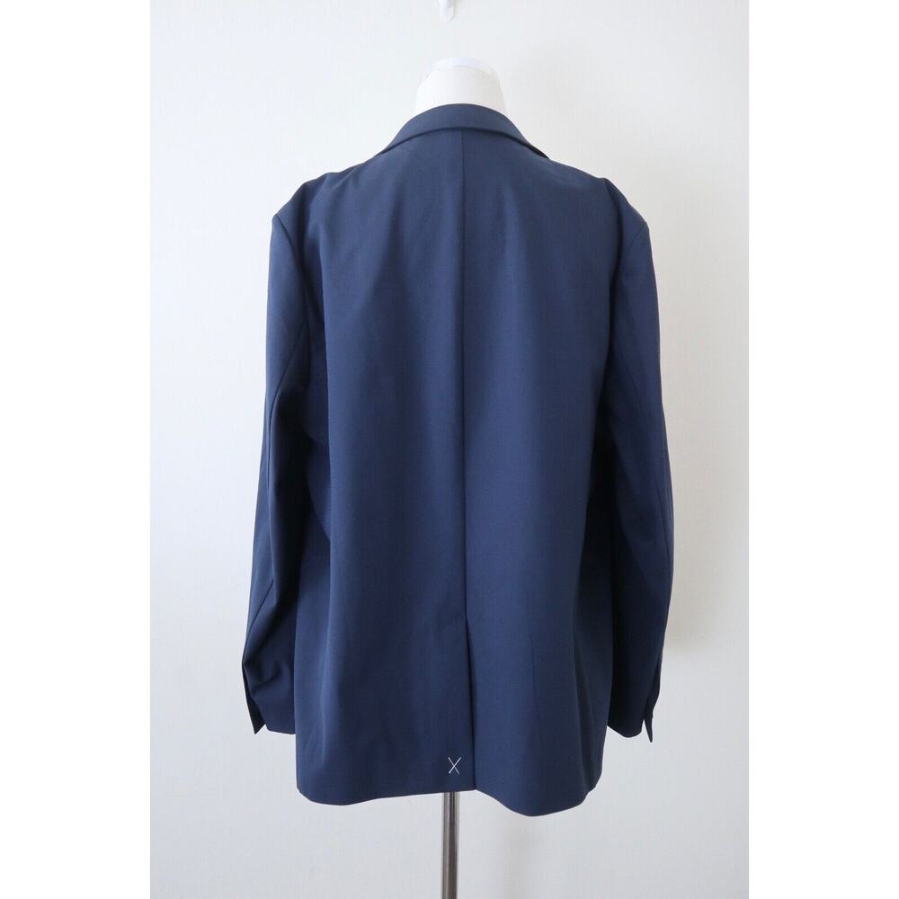 Sene Women's Wool Two Piece Suit Blazer Jacket Pant Set Navy Blue - Picture 4 of 12